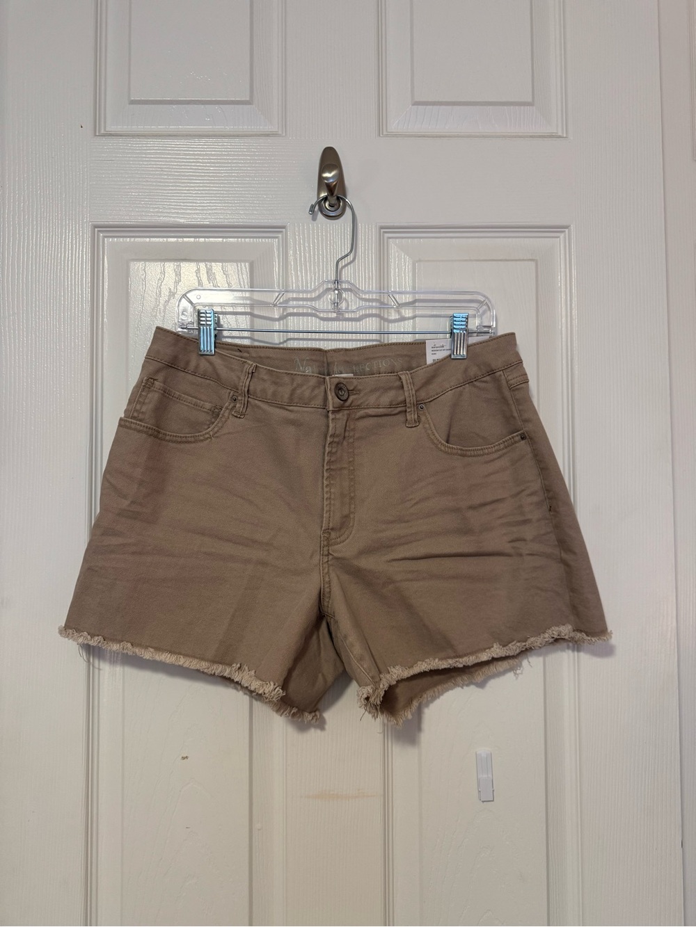 Natural Reflections Taupe Frayed Hem Jean Shorts